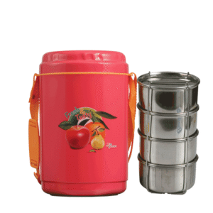 4 Layer Stainless Steel Tiffin Carrier with Insulated Hotpot