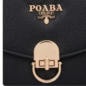 black handbag gold front lock hardware