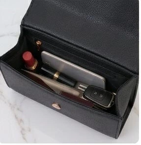 black ladies handbag interior zipper compartment