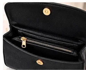 black ladies handbag interior zipper compartment