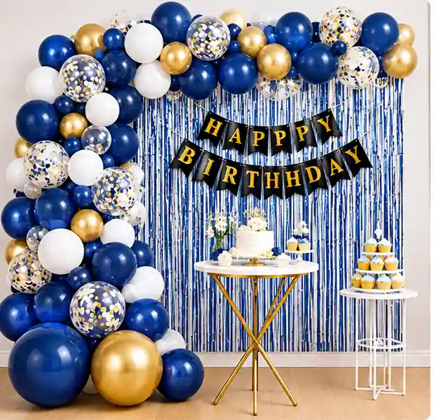 Blue and Gold Birthday Balloon Decoration Kit Blue and gold birthday balloon decoration kit for party