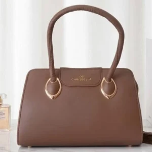 Chrisbella premium brown leather handbag for women - Sabuj Hub