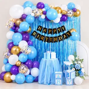 light blue purple birthday balloon decoration kit