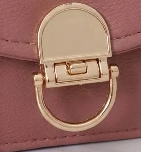 pink handbag gold front lock hardware