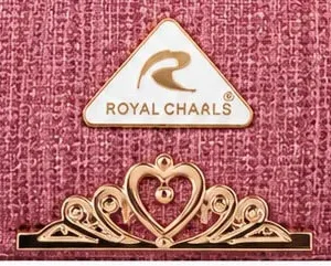 pink textured handbag royal chaals logo
