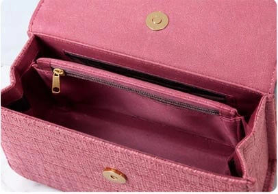 pink textured ladies handbag interior compartment pink textured ladies handbag interior compartment