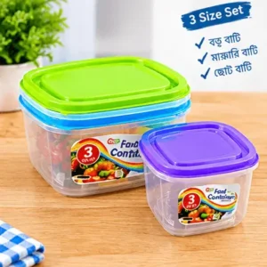 sabuj hub 3 size square food containers set