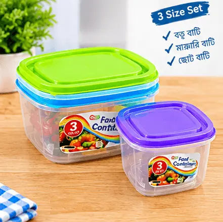 sabuj hub 3 size square food containers set sabuj hub 3 size square food containers set