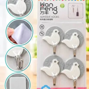 Sabuj.Hub cute bird design decorative self-adhesive wall hooks pack of 4 with strong metal hooks