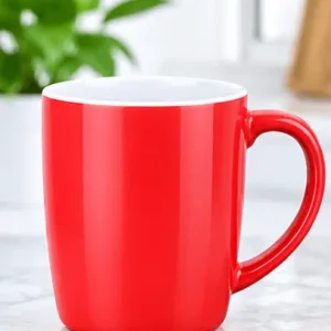 Sabuj.Hub premium quality bright red ceramic coffee mug with a comfortable handle