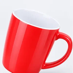 sabuj hub bright red ceramic coffee mug angle view