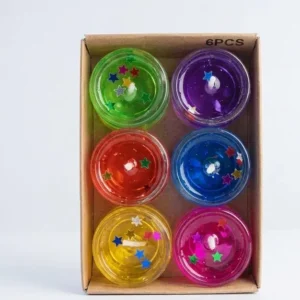 Box of 6 colorful transparent star glitter jelly candles for home decoration at Sabuj Hub