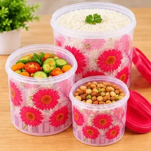 sabuj hub floral kitchen containers filled with food