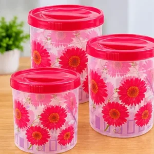 Sabuj Hub floral print airtight kitchen storage jars and food containers set