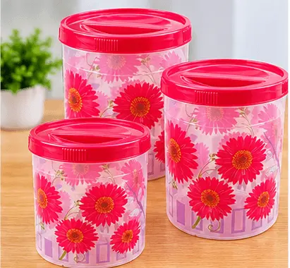 Floral Print Kitchen Storage Containers Set Sabuj Hub floral print airtight kitchen storage jars and food containers set