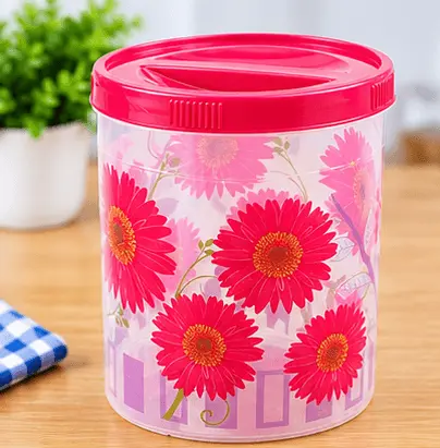 sabuj hub floral storage jar with red lid sabuj hub floral storage jar with red lid