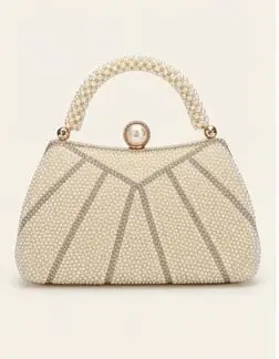sabuj hub geometric pearl crystal party clutch front view sabuj hub geometric pearl crystal party clutch front view