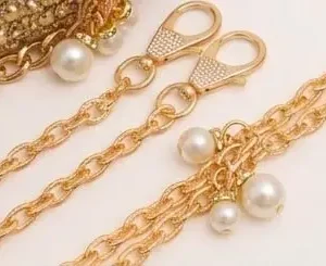 sabuj hub golden chain strap with pearl charm
