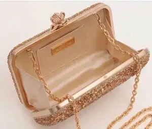 sabuj hub golden crystal party clutch interior compartment