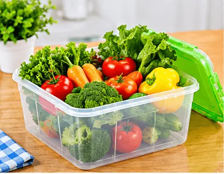 Vegetable Storage Container with Green Lid Vegetable storage container with green lid
