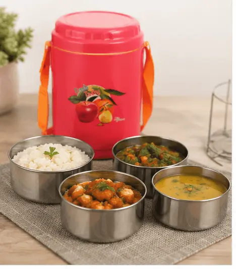 Insulated Lunch Box with 4 Steel Containers Sabuj Hub Insulated Steel Tiffin Box and Lunch Carrier with 4 Containers