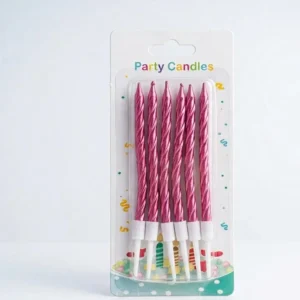 Metallic pink spiral party candles pack of 6 for birthday cake decoration at Sabuj Hub