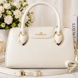 Sabuj.Hub elegant off-white handbag with flap closure and top handles