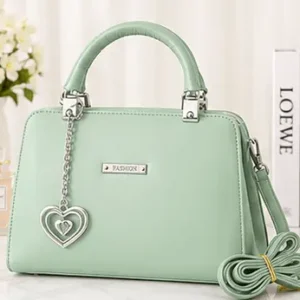 Sabuj.Hub elegant olive green handbag with top handles and heart charm strap