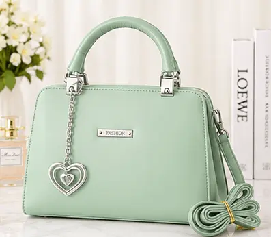 Sabuj Hub Elegant Olive Green Handbag Sabuj.Hub elegant olive green handbag with top handles and heart charm strap