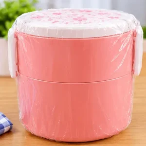 Sabuj Hub pink double layer insulated lunch box and tiffin carrier