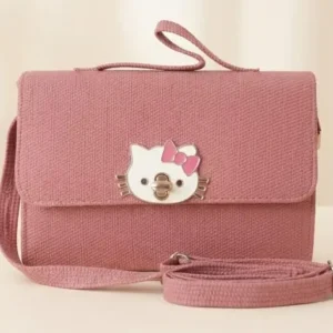 Sabuj.Hub stylish pink crossbody handbag featuring cute Hello Kitty character lock and top handle