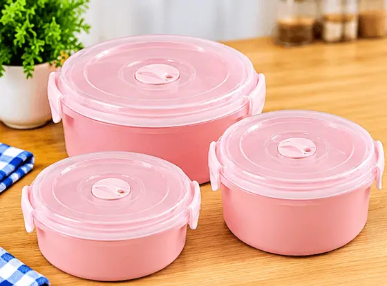Pink Round Food Container Set Sabuj Hub pink round food container set with clip lock and transparent lid