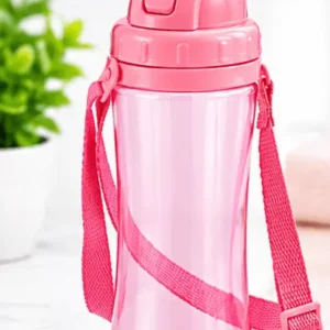 Sabuj Hub Pink Water Bottle with Carrying Strap and Flip Top Lid