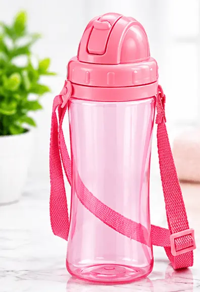 Pink Water Bottle with Strap Sabuj Hub Pink Water Bottle with Carrying Strap and Flip Top Lid