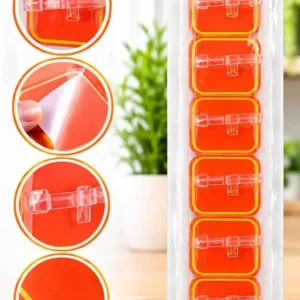 Sabuj.Hub pack of red base transparent adhesive plug and wire holder hooks with wall mounting features