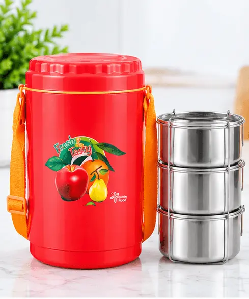 sabuj hub red lunch box with steel containers sabuj hub red lunch box with steel containers