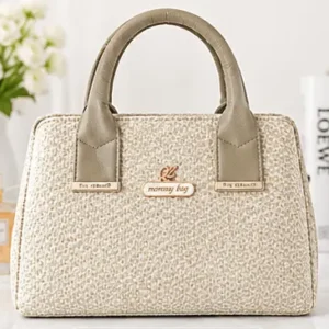 Sabuj.Hub stylish textured mommy handbag with top handles and metallic logo