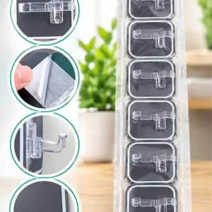 Sabuj.Hub pack of transparent adhesive plug and wire holder hooks with wall mounting features