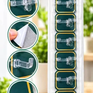 Sabuj.Hub pack of transparent self-adhesive wall hooks with strong backing and multi-purpose utility