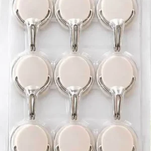Sabuj.Hub pack of 9 ZhongQiu adhesive wall hooks with round base and strong double metal hooks