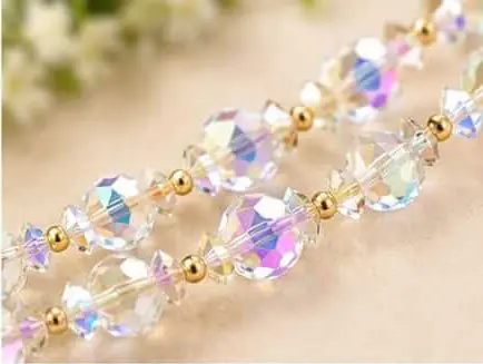 clear transparent crystal beaded necklace close up detail clear transparent crystal beaded necklace close up detail