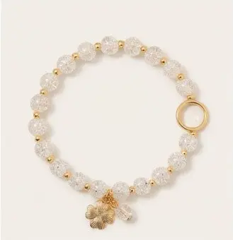 cracked glass beaded charm bracelet circular view cracked glass beaded charm bracelet circular view