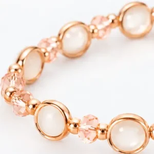 opal stone crystal beaded bracelet close up detail