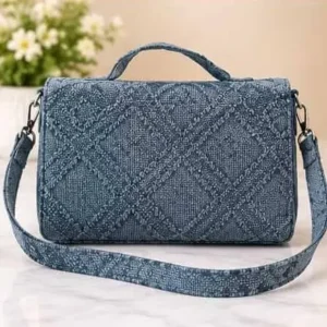 sabuj hub blue textured flap shoulder bag back view