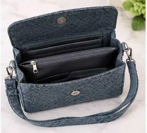 sabuj hub blue textured flap shoulder bag interior compartments sabuj hub blue textured flap shoulder bag interior compartments