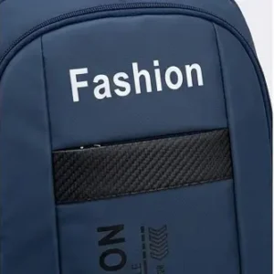 sabuj hub fashion blue backpack logo and front closeup