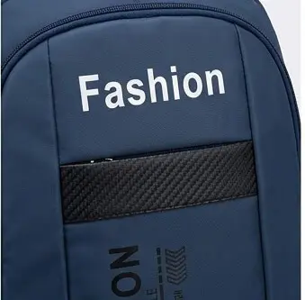 sabuj hub fashion blue backpack logo and front closeup sabuj hub fashion blue backpack logo and front closeup