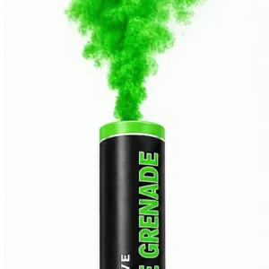 Front view of green color Creative Smoke Grenade with thick green smoke cloud from Sabuj Hub