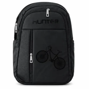 Sabuj Hub black Hunter brand casual school backpack with bicycle graphic print