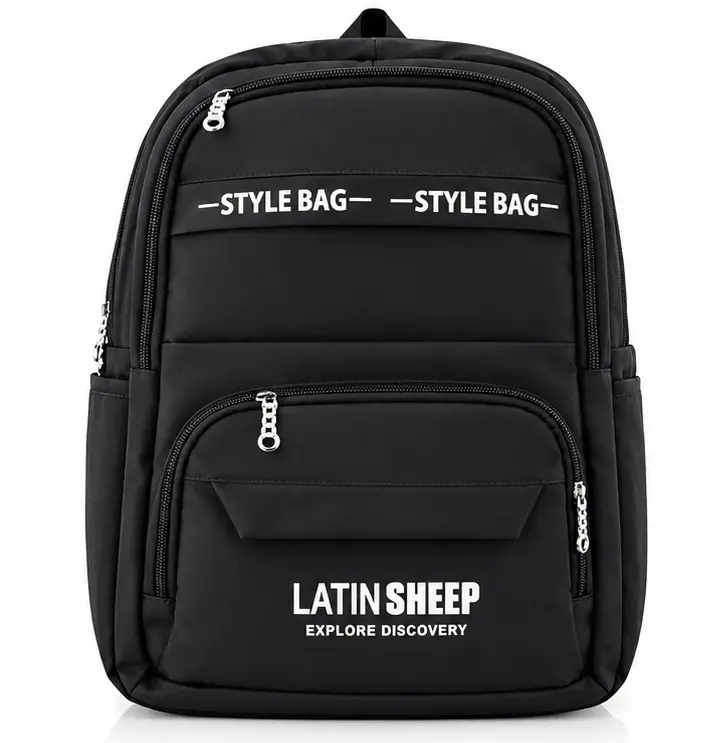 Latin Sheep Black School Backpack Sabuj Hub Sabuj Hub stylish black Latin Sheep casual school backpack for students
